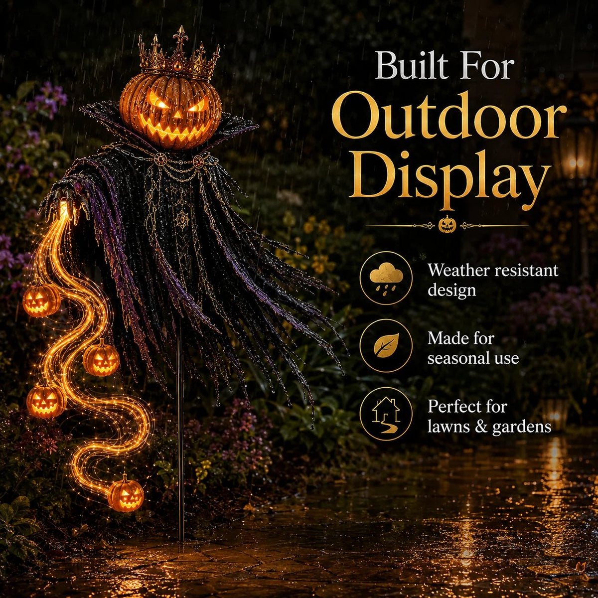 👑🎃 Pumpkin King Halloween Yard Decor|Solar Operated Day‐Night Ornament For Garden