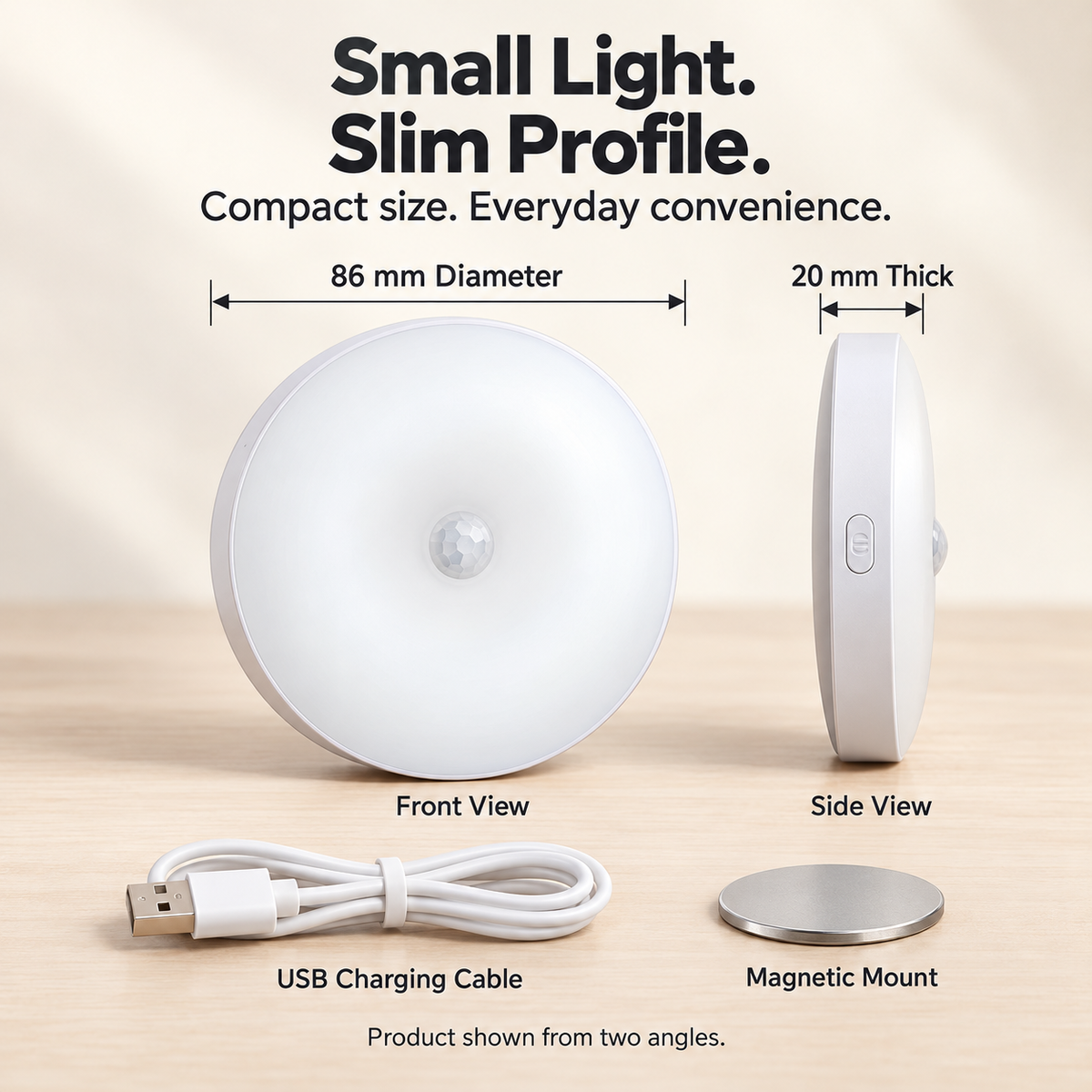 Rechargeable Motion Sensor Night Light – Magnetic Mount & 3 Light Colors