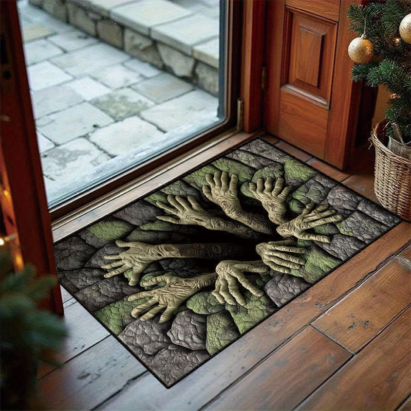 ❤️3D Halloween Optical Illusion Door Mat – Spooky Non-Slip Entryway Rug