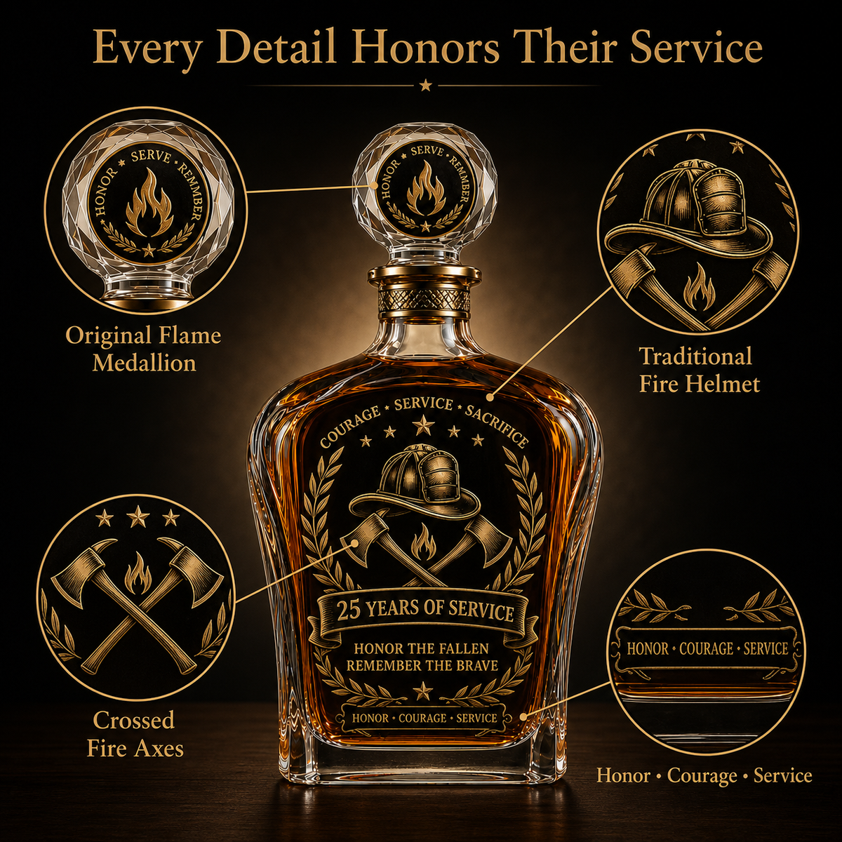 🕯️ 9/11 25th Anniversary Memorial Whiskey Decanter & Glass Gift Set – We Will Never Forget 343 Heroes Tribute