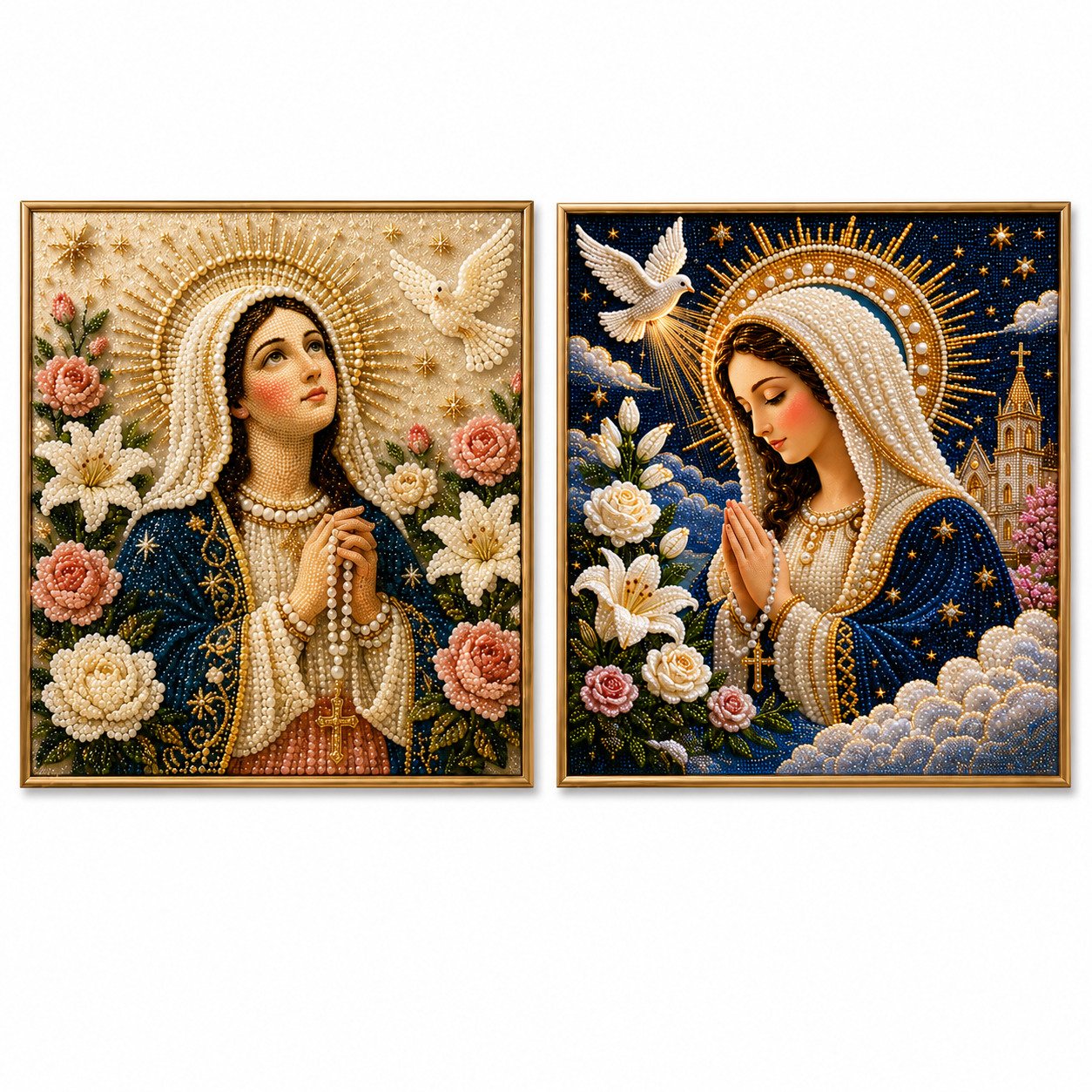 🙏 Divine Pearl Bead Virgin Mary Icon – A Peaceful DIY Faith Art Gift ✨