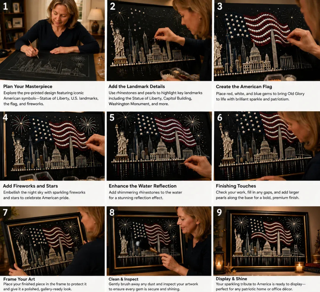 🦅America 250th Anniversary Pearl Art Kit – Stars & Stripes Skyline Limited Edition - This product is a materials kit, not a finished product.
