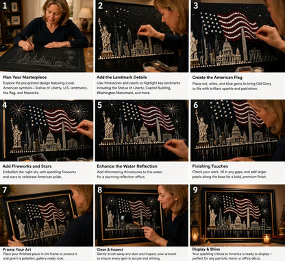 🦅America 250th Anniversary Pearl Art Kit – Stars & Stripes Skyline Limited Edition - This product is a materials kit, not a finished product.