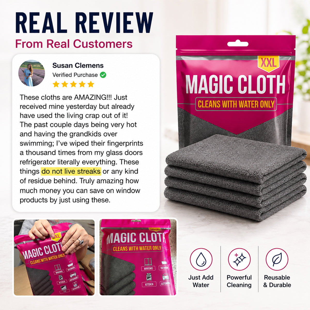 Magic Microfiber Cleaning Cloth (5-Pack)