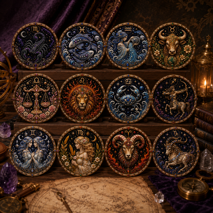 🔥 LAST DAY 49% OFF – ✨ Premium 3D Pearl 12 Zodiac Signs Art Kit | Luxury Flocked Canvas with Scratch-Resistant Non-Fading Pearl Beads DIY Handmade Astrology Decor ♈🌙💎