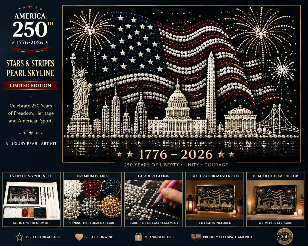 🦅America 250th Anniversary Pearl Art Kit – Stars & Stripes Skyline Limited Edition - This product is a materials kit, not a finished product.