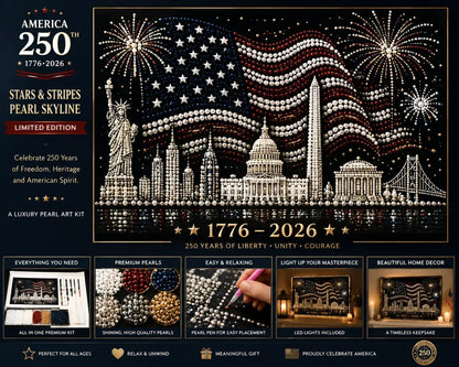 🦅America 250th Anniversary Pearl Art Kit – Stars & Stripes Skyline Limited Edition - This product is a materials kit, not a finished product.