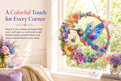 💥LAST DAY 50% OFF - Hummingbird Diamond Art Hanging Ornament Kit – Sparkling DIY Window Ornament 🐦✨