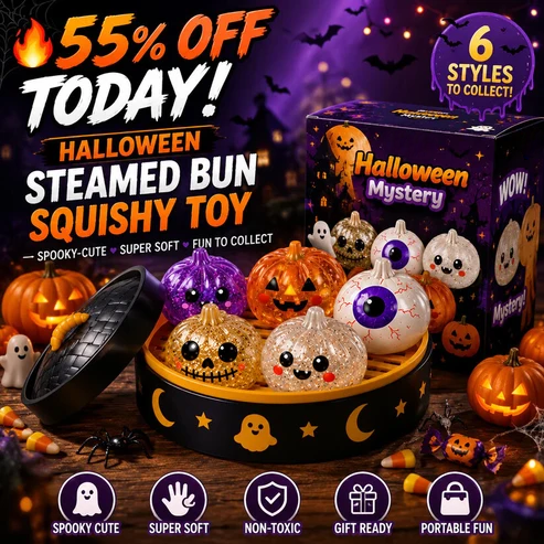 🔥 50% OFF TODAY 🎃 Halloween Steamed Bun Squishy Mystery Box Toy