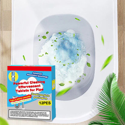 🔥50% OFF ❤️Powerful Cleaning Effervescent Tablets for Pipe, Fast Dissolve Hair Grease Clogs, Deodorizing Antibacterial Pipe Cleaner for Sink Toilet Floor Drain