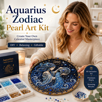 🔥 LAST DAY 49% OFF – ✨ Premium 3D Pearl 12 Zodiac Signs Art Kit | Luxury Flocked Canvas with Scratch-Resistant Non-Fading Pearl Beads DIY Handmade Astrology Decor ♈🌙💎