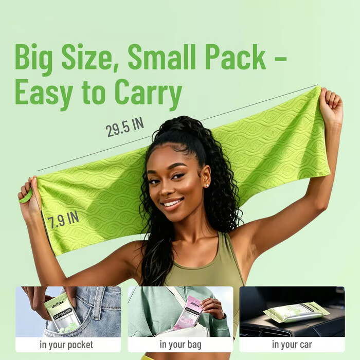 Cooling Towels & XL Menthol Cooling Wipes for Summer Heat, Sports, Travel & Outdoor Relief