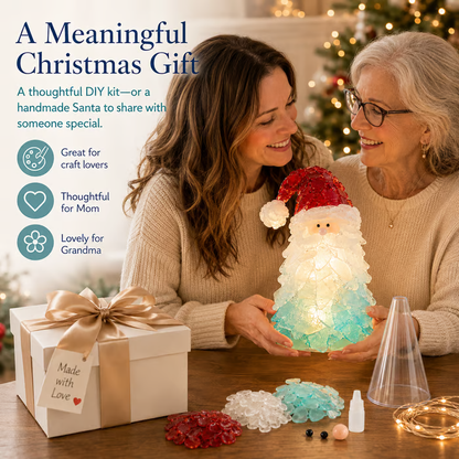 🔥Last Day 49% OFF – 🎅 Beginner-Friendly DIY Lighted Sea Glass Santa Christmas Decor Kit | Complete Kit with Sea Glass Pieces, Warm Fairy Lights & Step-by-Step Guide Included 💕