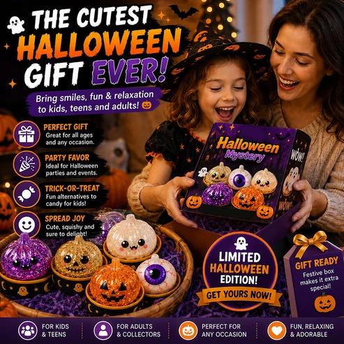 🔥 50% OFF TODAY 🎃 Halloween Steamed Bun Squishy Mystery Box Toy