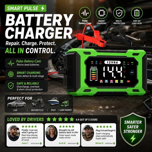 ⏳⏳Time-Limited Special⏰12V 6A Smart Car Battery Charger , Auto Maintain & Desulfation