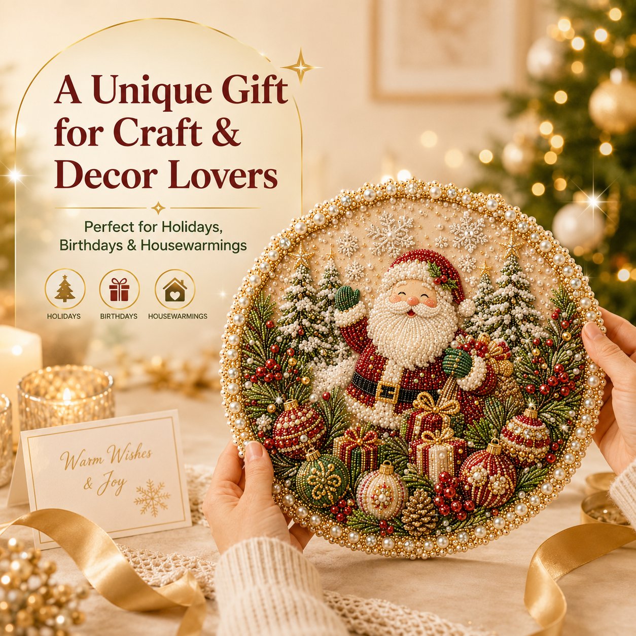 ✨ Four Seasons & Holiday Pearl Art Hanging Wreath Kit | Luxury Flocked Canvas with Scratch-Resistant Non-Fading Pearl Beads DIY Handmade Seasonal Decor 💎