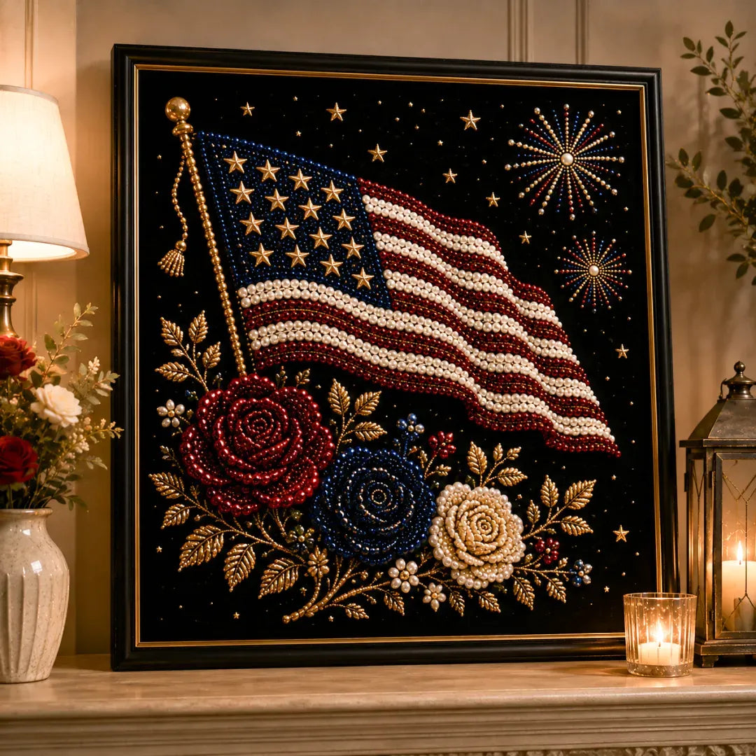 🦅America 250th Anniversary Pearl Art Kit – Stars & Stripes Skyline Limited Edition - This product is a materials kit, not a finished product.