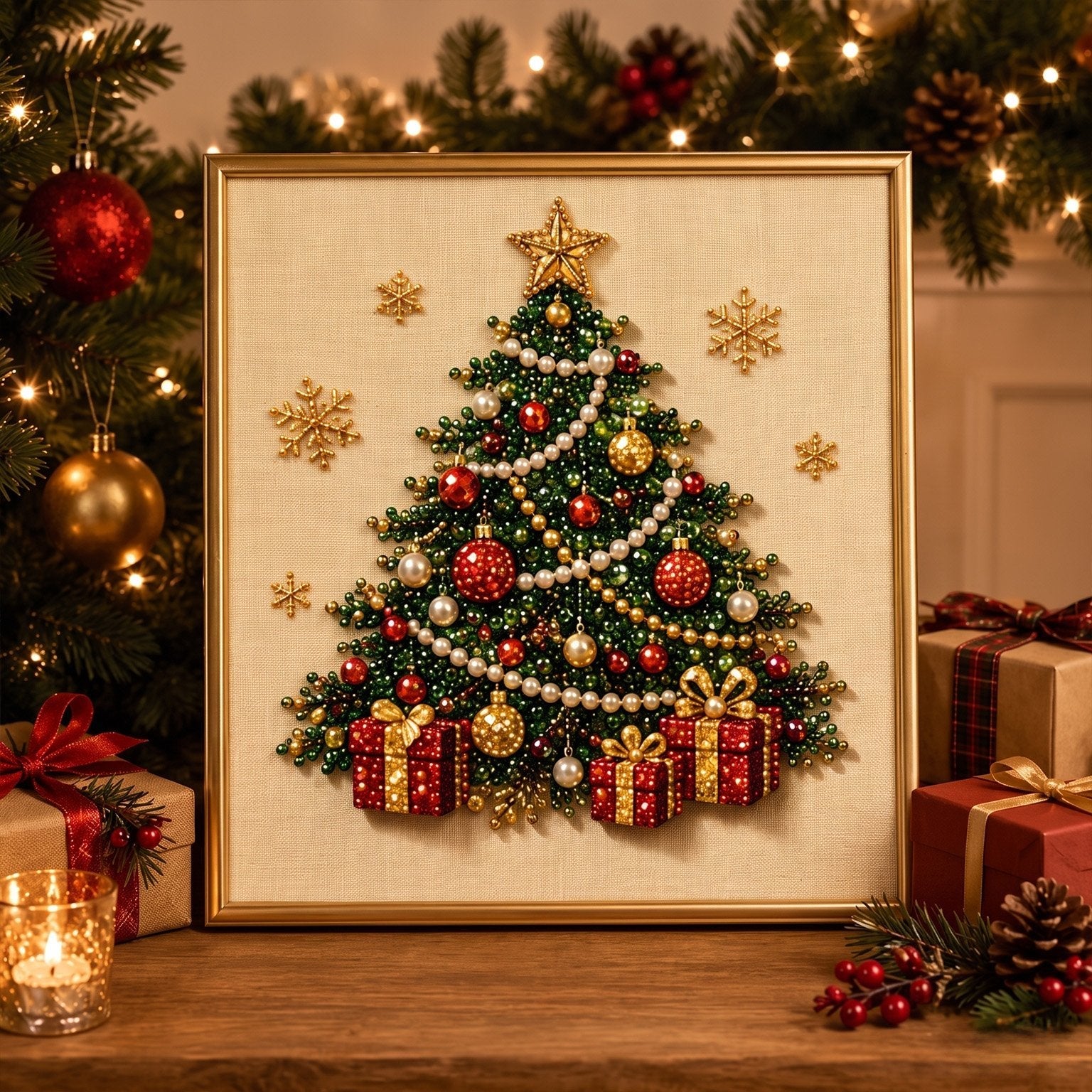 🎄 LAST DAY 49% OFF – Premium 3D Pearl Christmas Diamond Painting Art Kit | Luxury Flocked Canvas with Scratch-Resistant Non-Fading Pearl Beads DIY Holiday Decor 🎅⛄️❄️