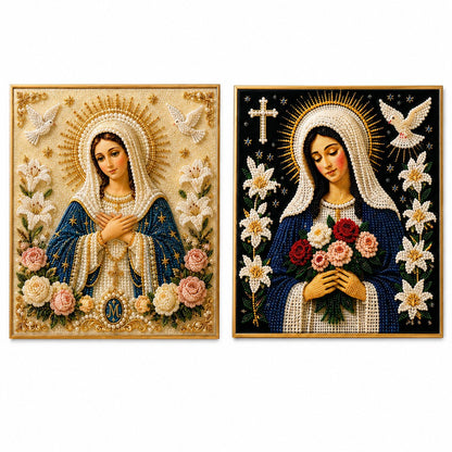 🙏 Divine Pearl Bead Virgin Mary Icon – A Peaceful DIY Faith Art Gift ✨