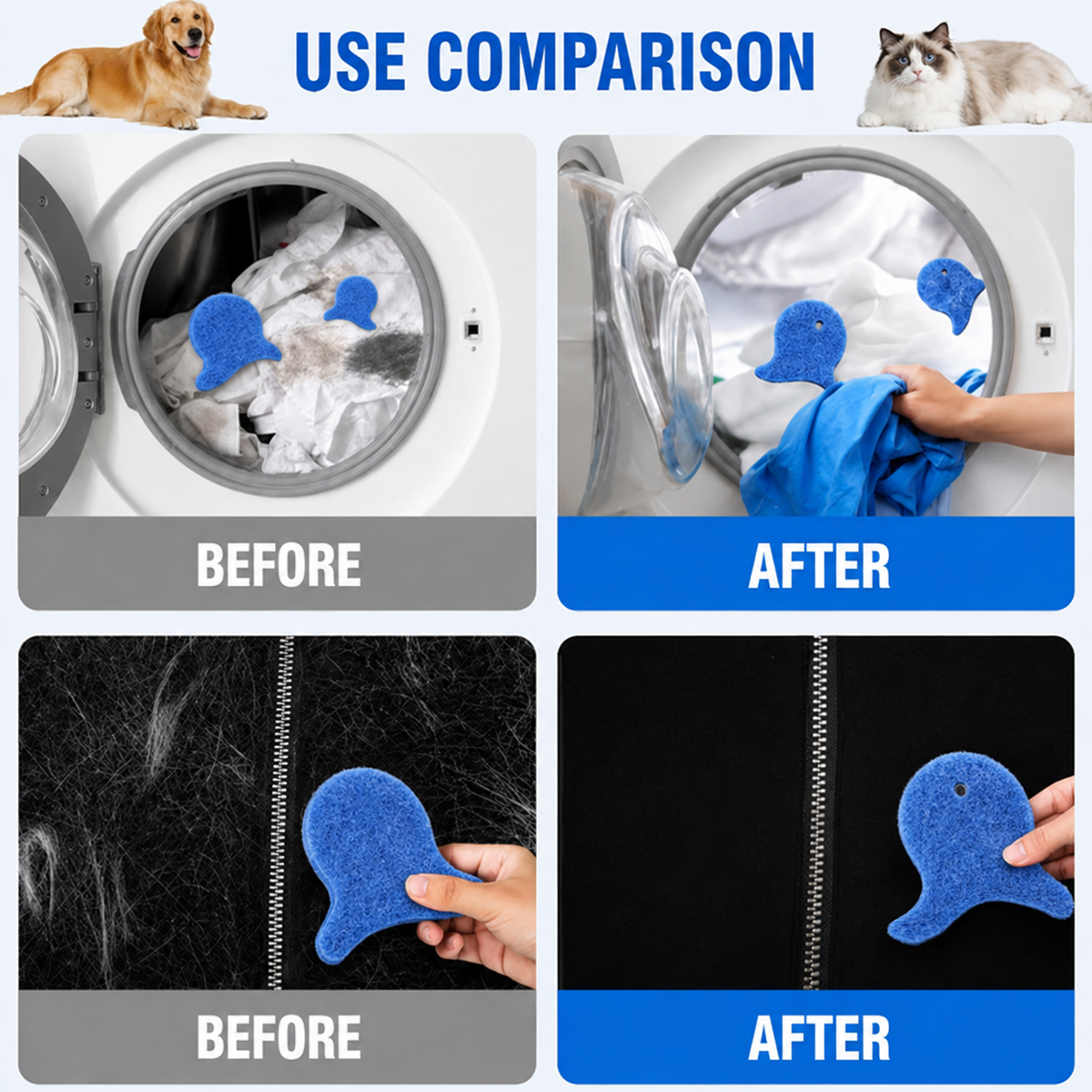 💦 Laundry Pet Hair Removal Fish - 5 Pack