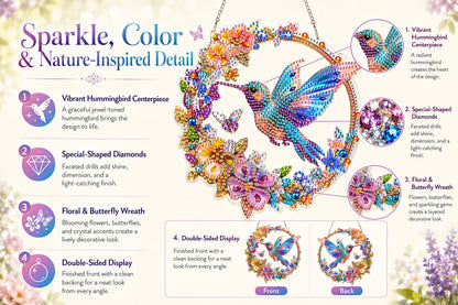 💥LAST DAY 50% OFF - Hummingbird Diamond Art Hanging Ornament Kit – Sparkling DIY Window Ornament 🐦✨