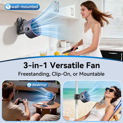 4000mAh Rechargeable Portable Clip On Fan with 100 Speed Control & 360° Rotation