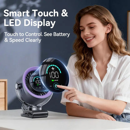 4000mAh Rechargeable Portable Clip On Fan with 100 Speed Control & 360° Rotation