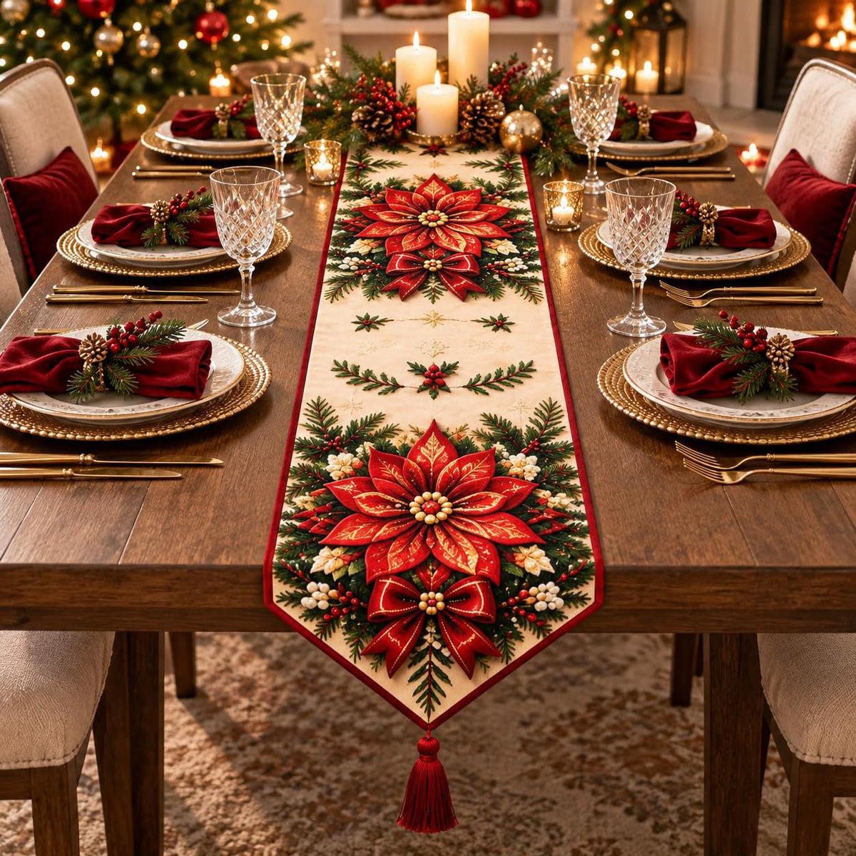✨ DIY Christmas Diamond Painting Table Runner Kit