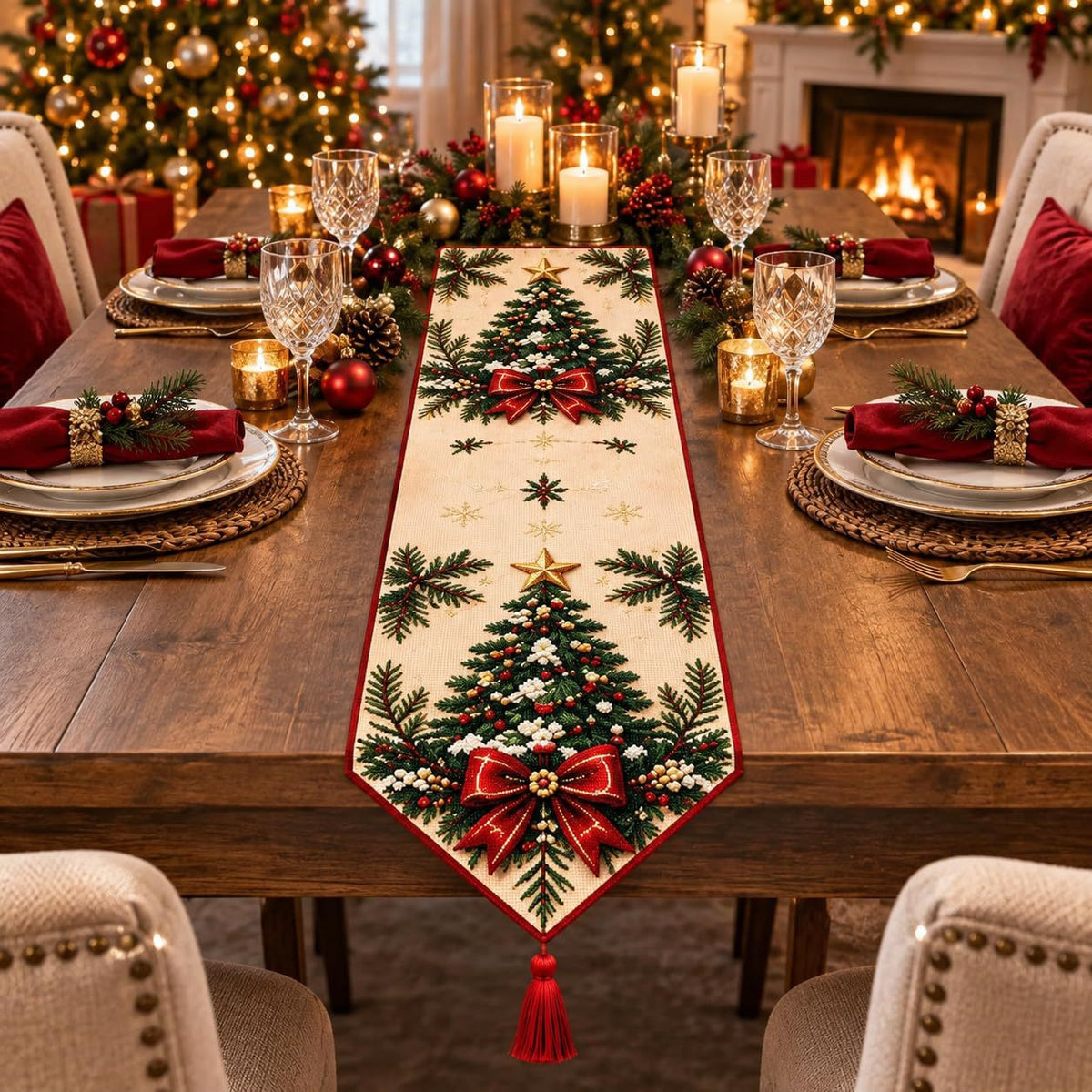 ✨ DIY Christmas Diamond Painting Table Runner Kit