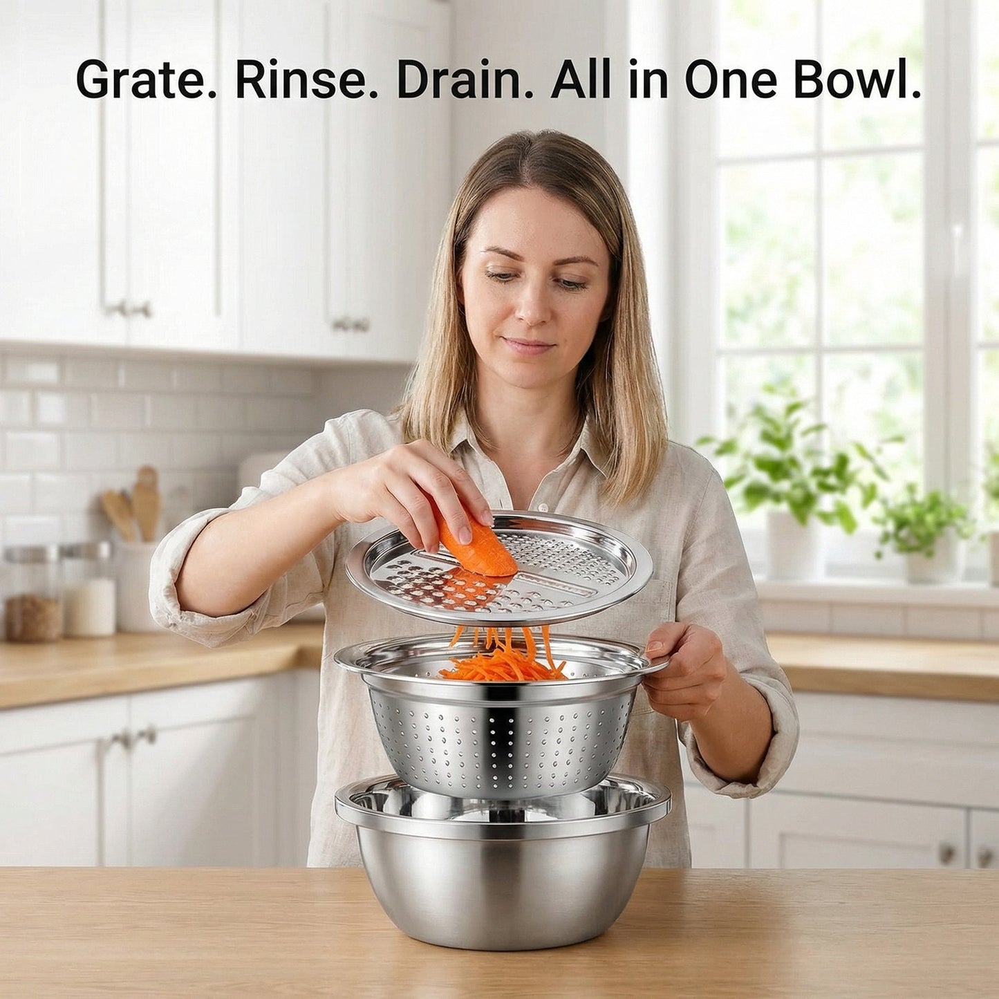 Stainless Steel Grater with Drain Basket🥕🥗
