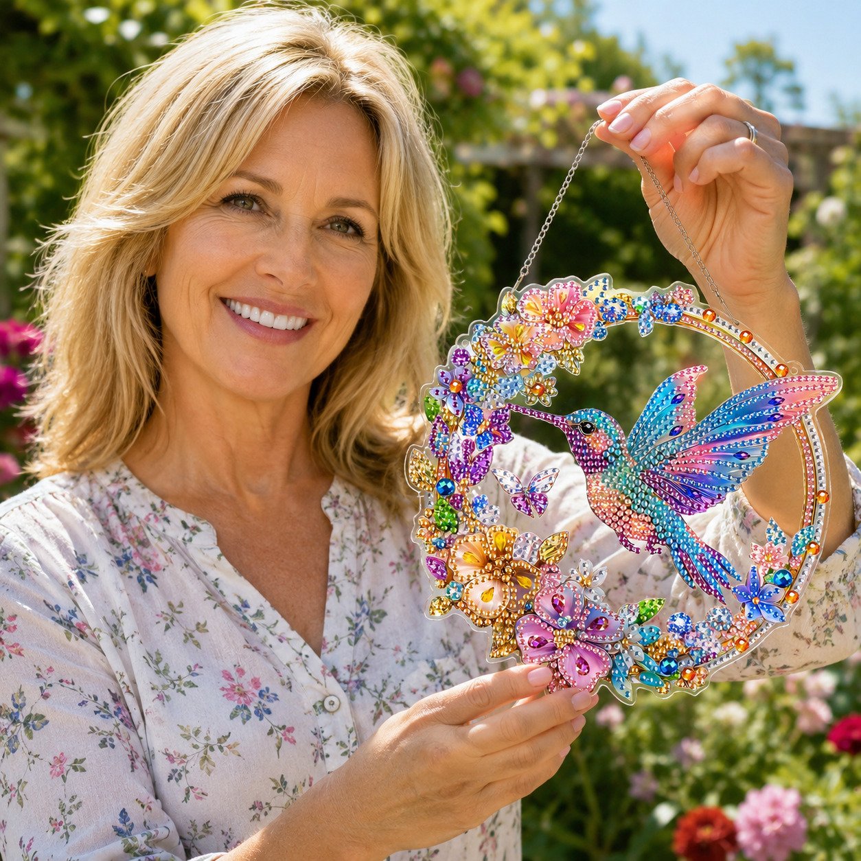 💥LAST DAY 50% OFF - Hummingbird Diamond Art Hanging Ornament Kit – Sparkling DIY Window Ornament 🐦✨