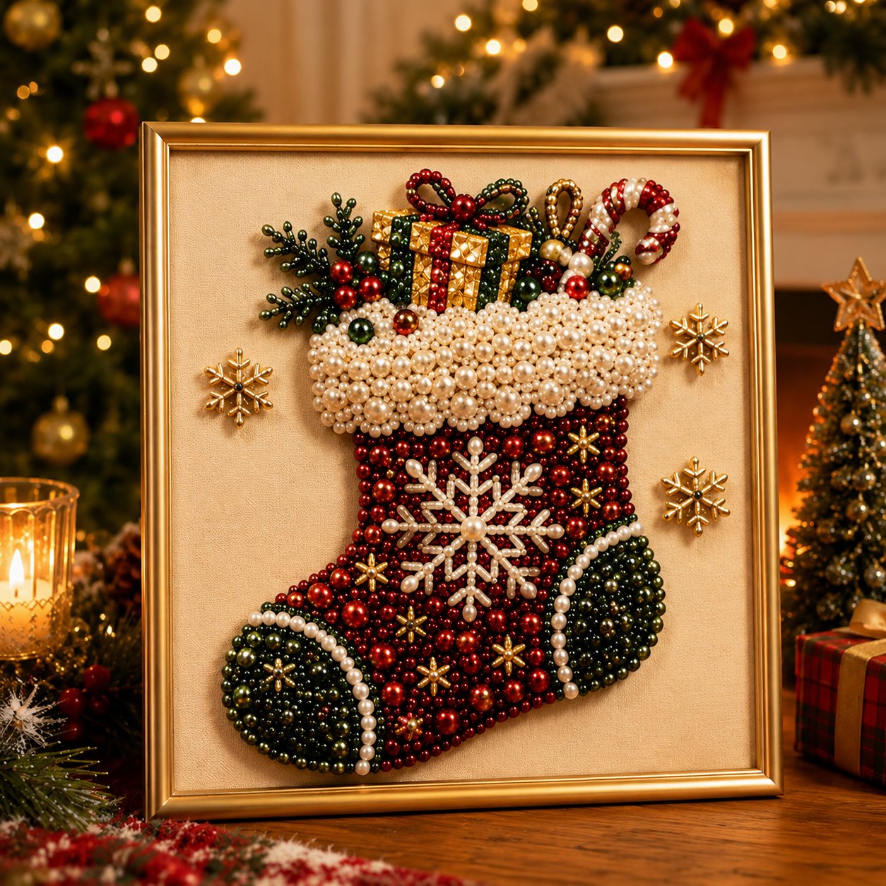 🎄 LAST DAY 49% OFF – Premium 3D Pearl Christmas Diamond Painting Art Kit | Luxury Flocked Canvas with Scratch-Resistant Non-Fading Pearl Beads DIY Holiday Decor 🎅⛄️❄️