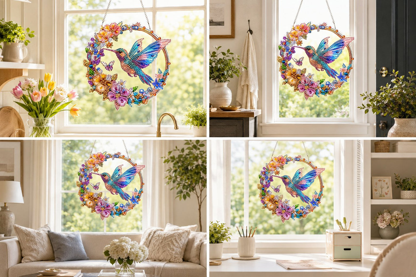 💥LAST DAY 50% OFF - Hummingbird Diamond Art Hanging Ornament Kit – Sparkling DIY Window Ornament 🐦✨