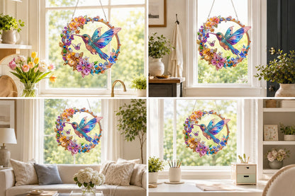 💥LAST DAY 50% OFF - Hummingbird Diamond Art Hanging Ornament Kit – Sparkling DIY Window Ornament 🐦✨
