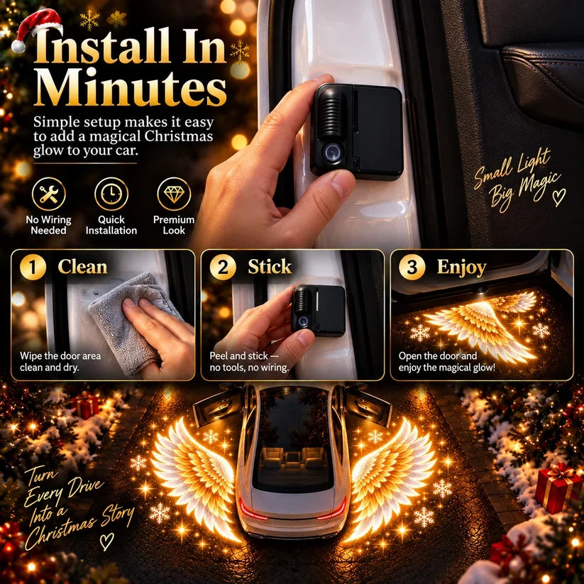 🎄 BUY 1 GET 1 FREE 🎁 Guardian Wings™ – Christmas Angel Wing Car Door Projector Lights (2-Pack) ✨