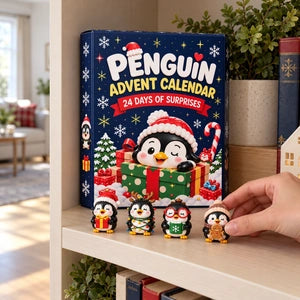 Penguin Advent Calendar displayed on a shelf