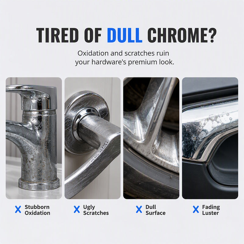 Examples of dull oxidized and worn chrome surfaces