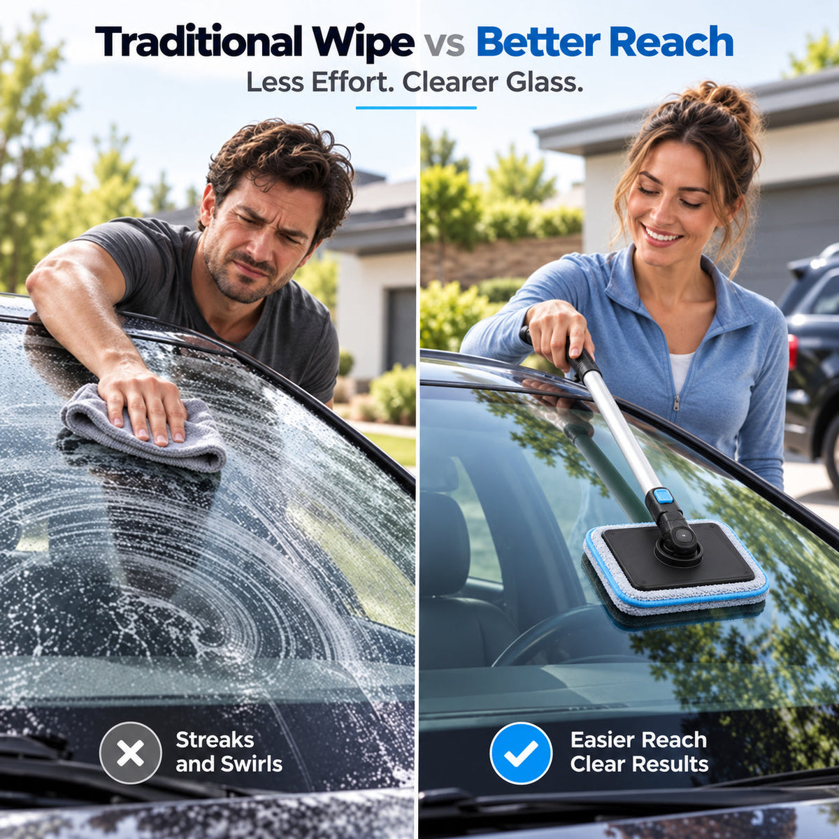 Dual Magnetic Car Windshield Cleaner | Streak-Free Auto Glass Cleaning Kit