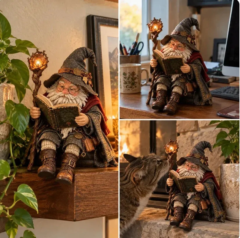 🧙‍♂️✨ Enchanted Book Lover Figurine – Whimsical Fantasy Reader Decor for Shelves, Desks & Cozy Reading Corners