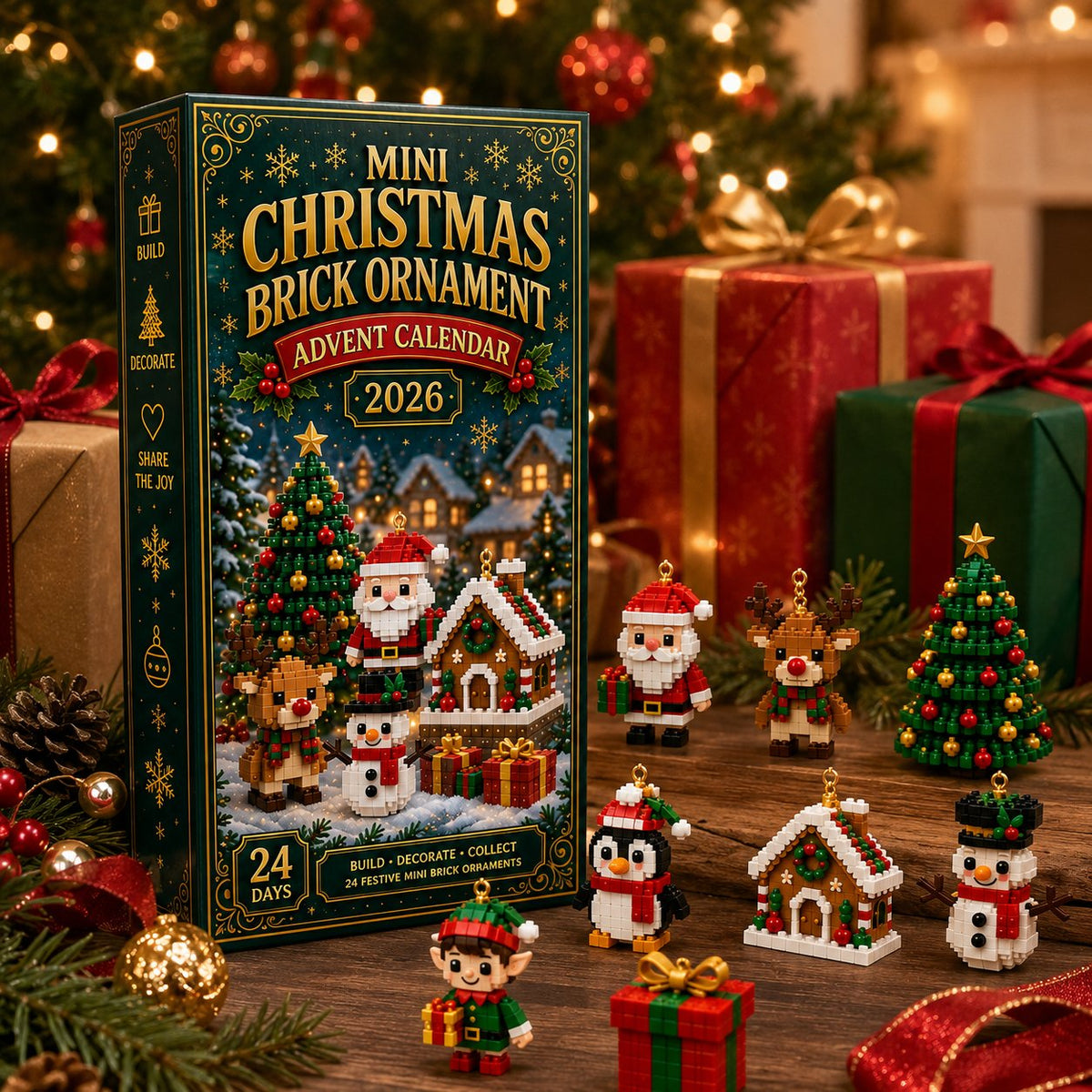 ⏳ Last day to save 49% – 🎄 24-Day Mini Christmas Ornament Advent Calendar | 24 unique festive buildable designs with hanging loops—perfect for decorating Christmas trees, wreaths, and holiday displays 🧱