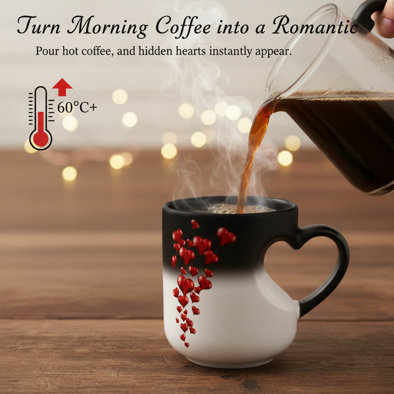 Heart-Shaped Color Changing Magic Ceramic Mug