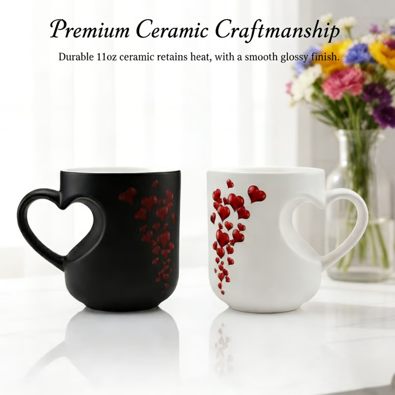 Heart-Shaped Color Changing Magic Ceramic Mug