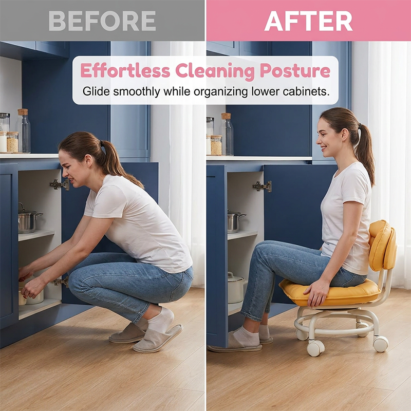 📢📢50% OFF !! ⏰Rolling Low Stool with Backrest⚙️🪑